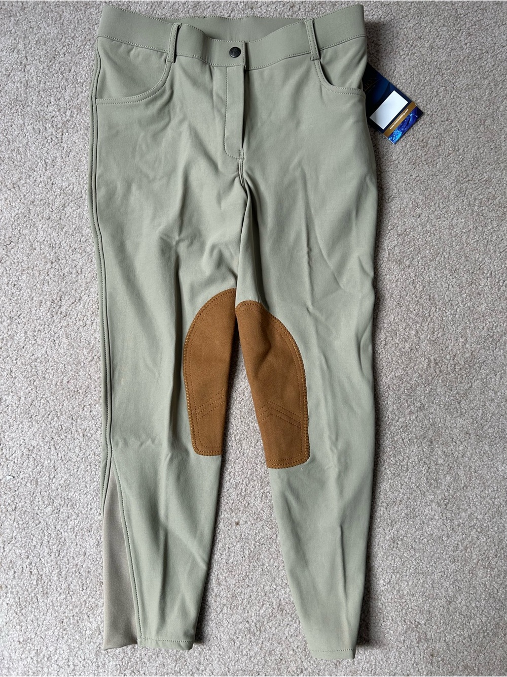 NEW youth light tan Equestrian Breeches with suede Knee Patches